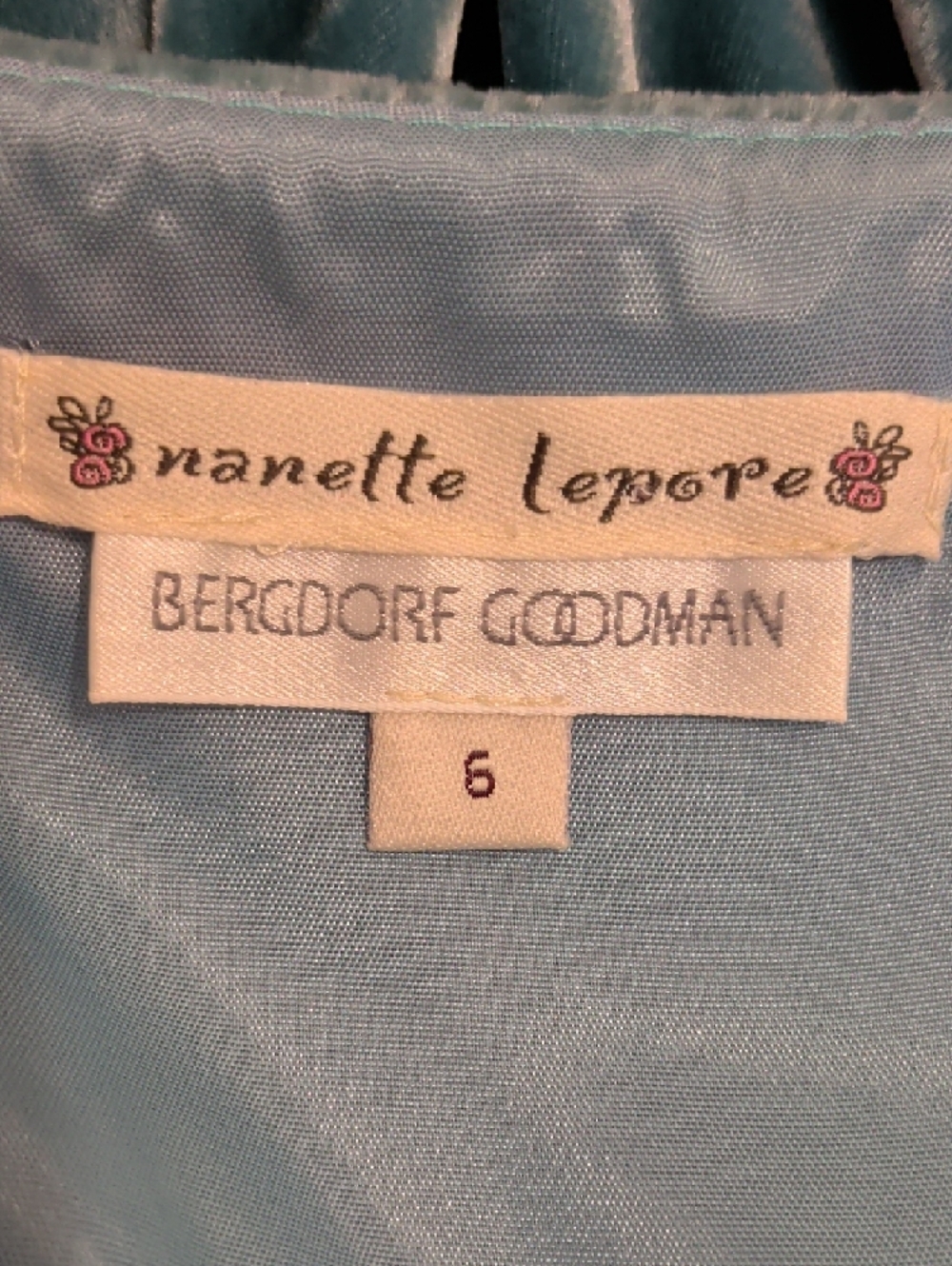 Bergdorf Goodman Draped Style w Plunge Neckline Aqua Blue Shimmer Velvet Dress - Picture 7 of 16